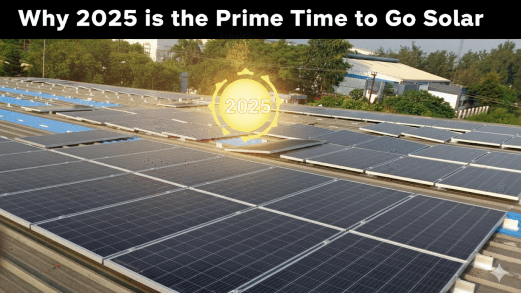 Rooftop solar panels for home and clean city view