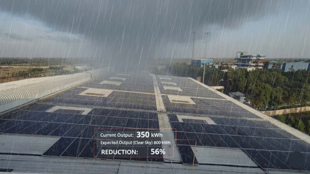 Real-World Impact – Quantifying Output Reduction | Do solar panels work in rain ?